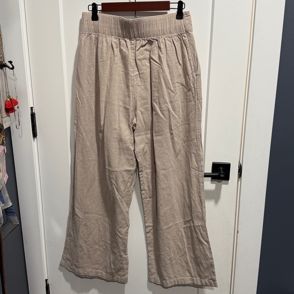 Abercrombie Wide Leg Pull On Linen Pants Cream Beige Medium - Picture 6 of 10